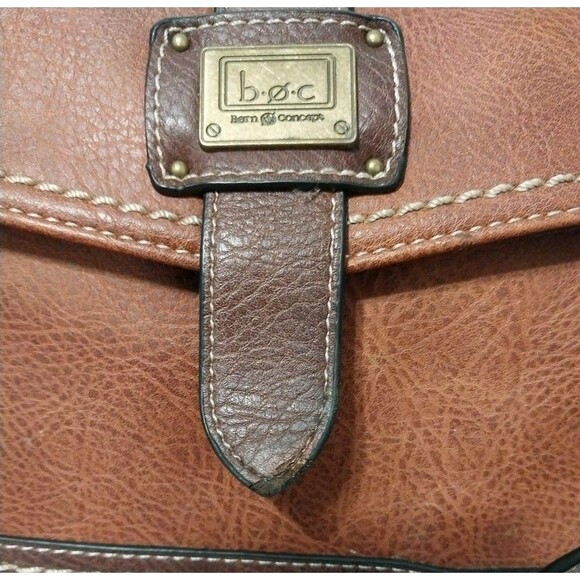 BOC Born Concept Handbag Purse Large Attached Wallet Brown Faux Leather EUC - Picture 2 of 9